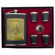 Фірмовий набір фляга Україна 4 стаканчики та лійка