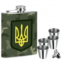 Фірмовий набір фляга Піксель 4 стаканчики та лійка