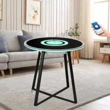 Круглий скляний музичний Bluetooth журнальний столик з RGB підсвічуванням