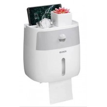 Тримач туалетного паперу Ecoco настінний з полицею для телефону - White Grey Ecoco ECOCO-W/G Біло-сірий