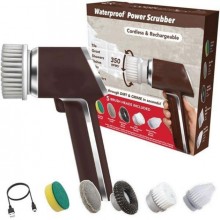 Електрична щітка для збирання 3в1 Waterproof Power Scrubber WPS-31-Brown портативна акумуляторна щітка з 5 змінними насадками Коричнева