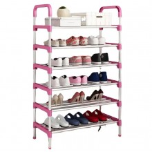 Полиця для взуття Corner shelf на 6 ярусів shoe rack рожева Полиця для взуття Corner shelf на 6 ярусів shoe rack рожева