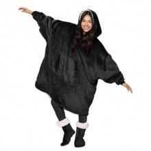 Толстовка двостороння халат з капюшоном і рукавами Huggle Hoodie 110см Чорний Толстовка двостороння халат з капюшоном і рукавами Huggle Hoodie 110см Чорний