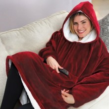 Толстовка двостороння халат з капюшоном і рукавами Huggle Hoodie Бордовий Толстовка двостороння халат з капюшоном і рукавами Huggle Hoodie Бордовий