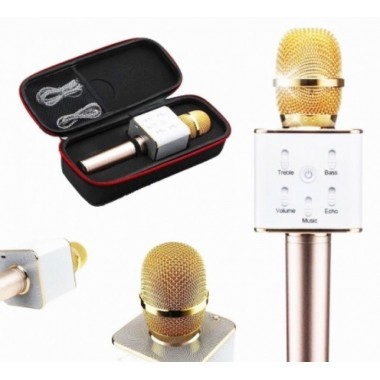 Беспроводной портативный Bluetooth микрофон для караоке MicGeek Q9 в кейсе (A005142) 2в1 Gold